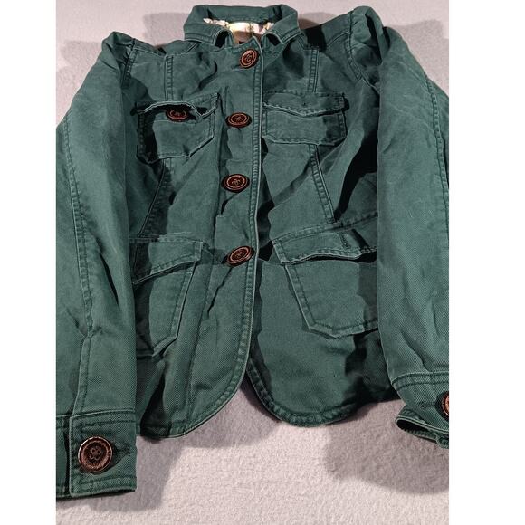 GAP Women’s Utility Jacket Size 4 Green Cotton Military Button Up Coat Lined - Picture 2 of 9